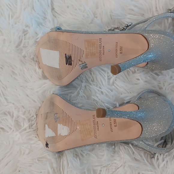 Antonio Melani Collection Silver Estella Chandelier Glitter Dress Sandal Heels - Picture 15 of 17